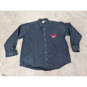 Ole Miss Rebels Button Up Shirt Mens Extra Large NCAA‎ Blue Red Oak Sportswear
